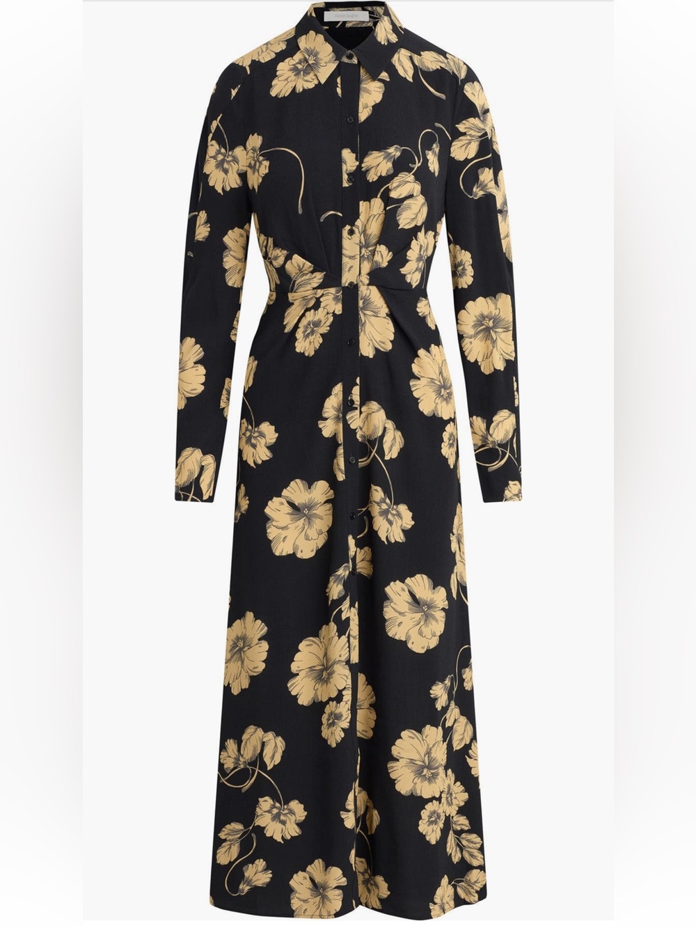 NEW Favorite Daughter The Icon Floral Print Long Sleeve Shirtdress In Noir Fleur - Picture 4 of 12